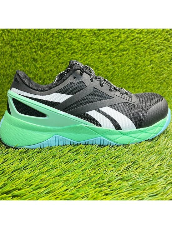 Reebok Shoes - Reebok Nanoflex TR Womens Size 6.5 Black Green Composite Toe Safety Work Shoes